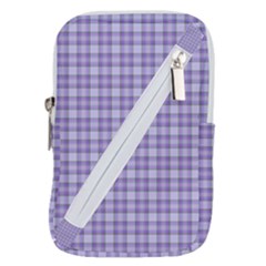 Purple Plaid Tartan 2 Belt Pouch Bag (Small) from ArtsNow.com