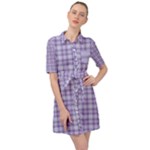 Purple Plaid Tartan 2 Belted Shirt Dress