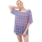 Purple Plaid Tartan 2 Oversized Chiffon Top