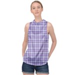 Purple Plaid Tartan 2 High Neck Satin Top