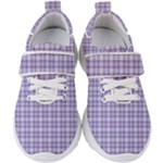 Purple Plaid Tartan 2 Kids  Velcro Strap Shoes