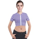 Purple Plaid Tartan 2 Short Sleeve Cropped Jacket