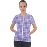 Purple Plaid Tartan 2 Short Sleeve Zip Up Jacket