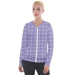 Purple Plaid Tartan 2 Velvet Zip Up Jacket