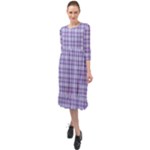 Purple Plaid Tartan 2 Ruffle End Midi Chiffon Dress