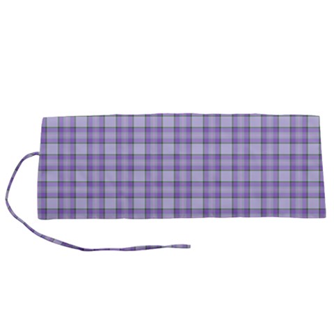 Purple Plaid Tartan 2 Roll Up Canvas Pencil Holder (S) from ArtsNow.com