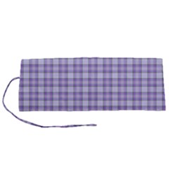 Purple Plaid Tartan 2 Roll Up Canvas Pencil Holder (S) from ArtsNow.com