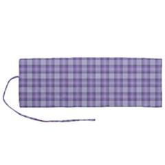 Purple Plaid Tartan 2 Roll Up Canvas Pencil Holder (M) from ArtsNow.com