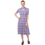 Purple Plaid Tartan 2 Keyhole Neckline Chiffon Dress