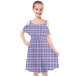 Purple Plaid Tartan 2 Kids  Cut Out Shoulders Chiffon Dress