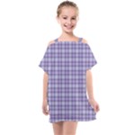 Purple Plaid Tartan 2 Kids  One Piece Chiffon Dress