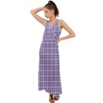 Purple Plaid Tartan 2 V-Neck Chiffon Maxi Dress