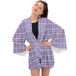 Purple Plaid Tartan 2 Long Sleeve Kimono