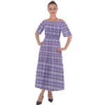 Purple Plaid Tartan 2 Shoulder Straps Boho Maxi Dress 