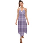 Purple Plaid Tartan 2 Halter Tie Back Dress 