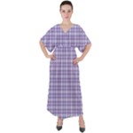 Purple Plaid Tartan 2 V-Neck Boho Style Maxi Dress