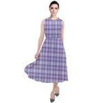 Purple Plaid Tartan 2 Round Neck Boho Dress