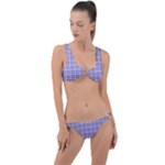 Purple Plaid Tartan 2 Ring Detail Crop Bikini Set