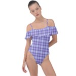 Purple Plaid Tartan 2 Frill Detail One Piece Swimsuit