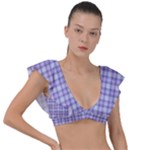 Purple Plaid Tartan 2 Plunge Frill Sleeve Bikini Top