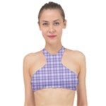 Purple Plaid Tartan 2 High Neck Bikini Top