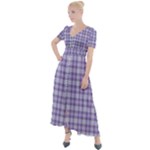 Purple Plaid Tartan 2 Button Up Short Sleeve Maxi Dress