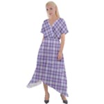 Purple Plaid Tartan 2 Cross Front Sharkbite Hem Maxi Dress