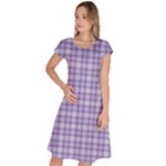 Purple Plaid Tartan 2 Classic Short Sleeve Dress