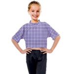 Purple Plaid Tartan 2 Kids Mock Neck T-Shirt