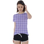 Purple Plaid Tartan 2 Short Sleeve Open Back T-Shirt