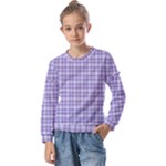 Purple Plaid Tartan 2 Kids  Long Sleeve T-Shirt with Frill 