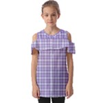 Purple Plaid Tartan 2 Fold Over Open Sleeve Top