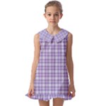 Purple Plaid Tartan 2 Kids  Pilgrim Collar Ruffle Hem Dress