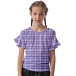 Purple Plaid Tartan 2 Kids  Cut Out Flutter Sleeves