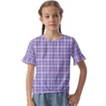 Purple Plaid Tartan 2 Kids  Cuff Sleeve Scrunch Bottom T-Shirt