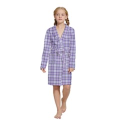 Purple Plaid Tartan 2 Kids  Long Sleeve Velvet Lounge Robe from ArtsNow.com