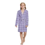 Purple Plaid Tartan 2 Kids  Long Sleeve Velvet Lounge Robe