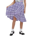 Purple Plaid Tartan 2 Kids  Ruffle Flared Wrap Midi Skirt