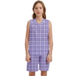 Purple Plaid Tartan 2 Kids  Basketball Mesh Set