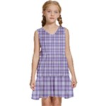 Purple Plaid Tartan 2 Kids  Sleeveless Tiered Mini Dress