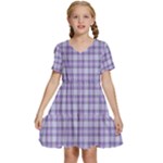 Purple Plaid Tartan 2 Kids  Short Sleeve Tiered Mini Dress