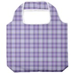 Purple Plaid Tartan 2 Foldable Grocery Recycle Bag