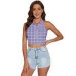 Purple Plaid Tartan 2 Backless Halter Cami Shirt