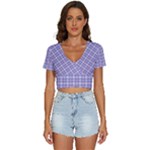 Purple Plaid Tartan 2 V-Neck Crop Top