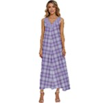 Purple Plaid Tartan 2 V-Neck Sleeveless Wide Leg Pants Overalls