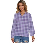 Purple Plaid Tartan 2 Women s Long Sleeve Button Up Shirt