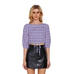 Purple Plaid Tartan 2 Mid Sleeve Drawstring Hem Top