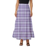 Purple Plaid Tartan 2 Tiered Ruffle Maxi Skirt