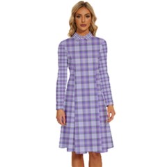 Long Sleeve Shirt Collar A-Line Dress 