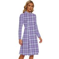 Long Sleeve Shirt Collar A-Line Dress 